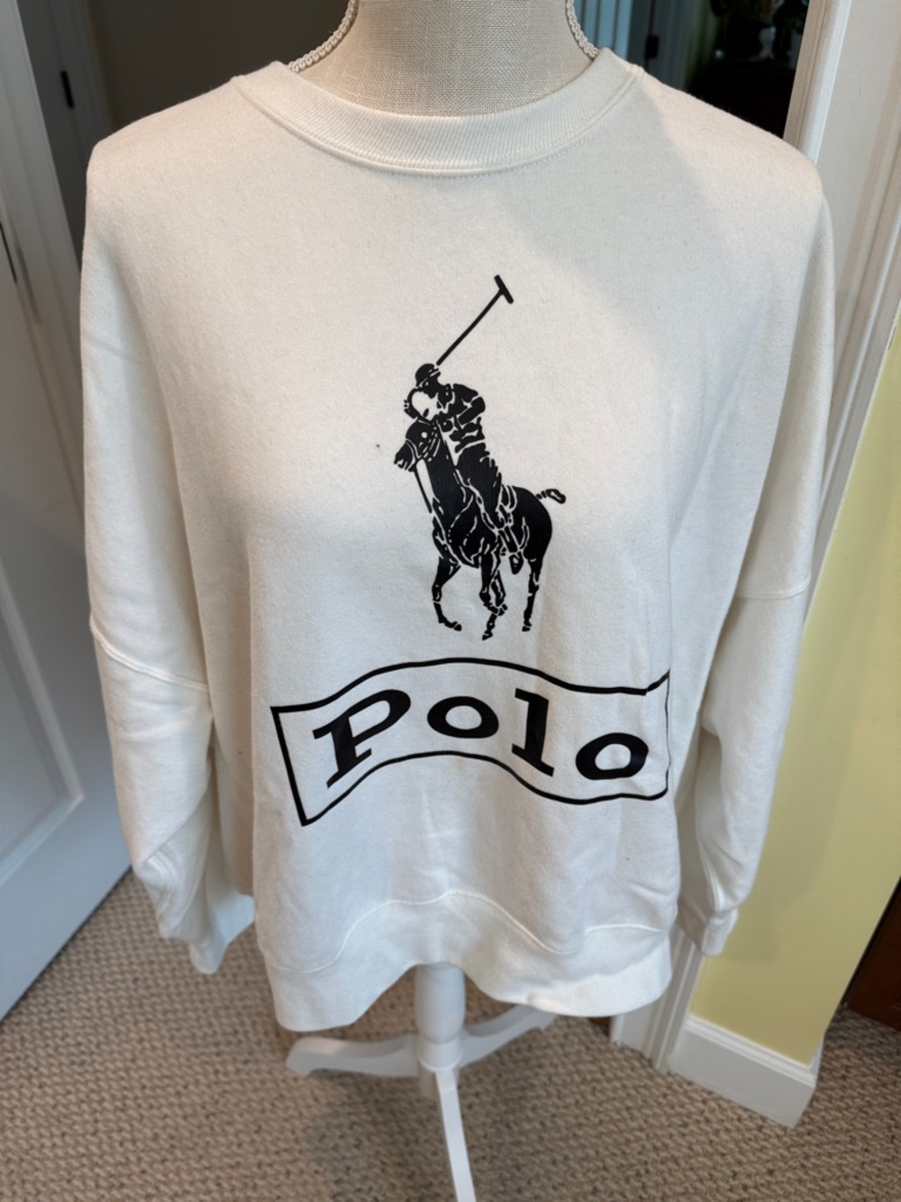 Women’s Polo by Ralph Lauren White Sweatshirt with Black Logo